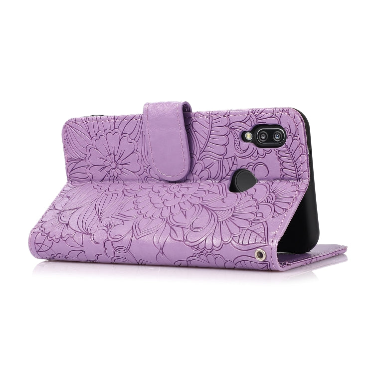 For Huawei P20 lite Skin Feel Embossed Sunflower Horizontal Flip Leather Case with Holder & Card Slots & Wallet & Lanyard