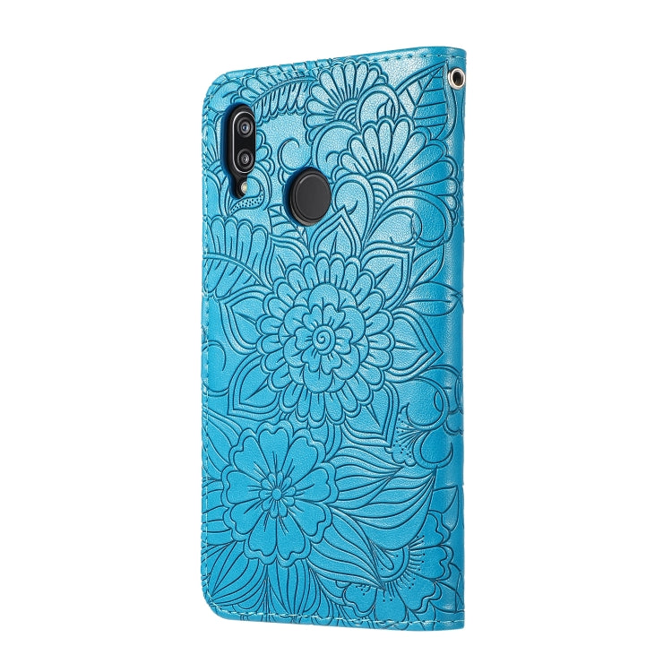 For Huawei P20 lite Skin Feel Embossed Sunflower Horizontal Flip Leather Case with Holder & Card Slots & Wallet & Lanyard
