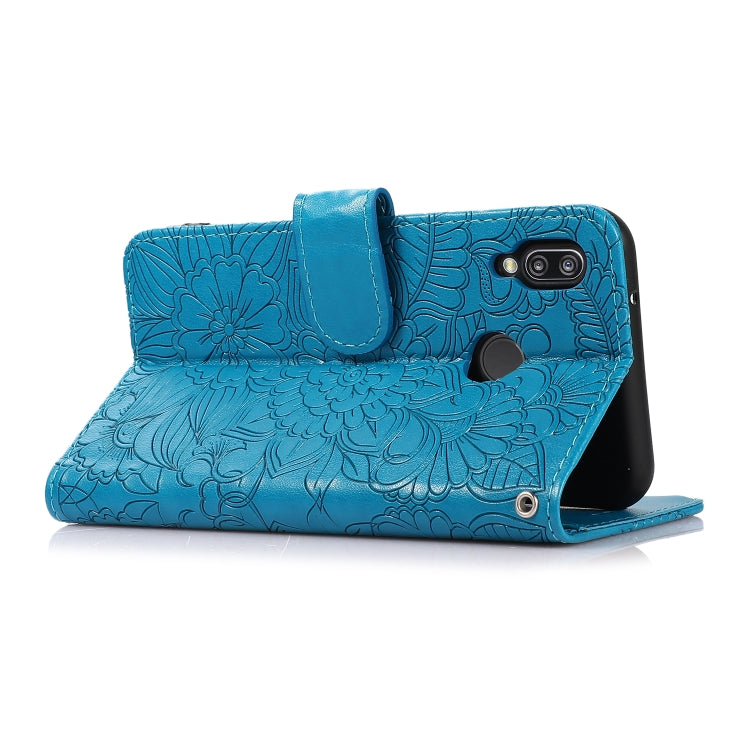 For Huawei P20 lite Skin Feel Embossed Sunflower Horizontal Flip Leather Case with Holder & Card Slots & Wallet & Lanyard