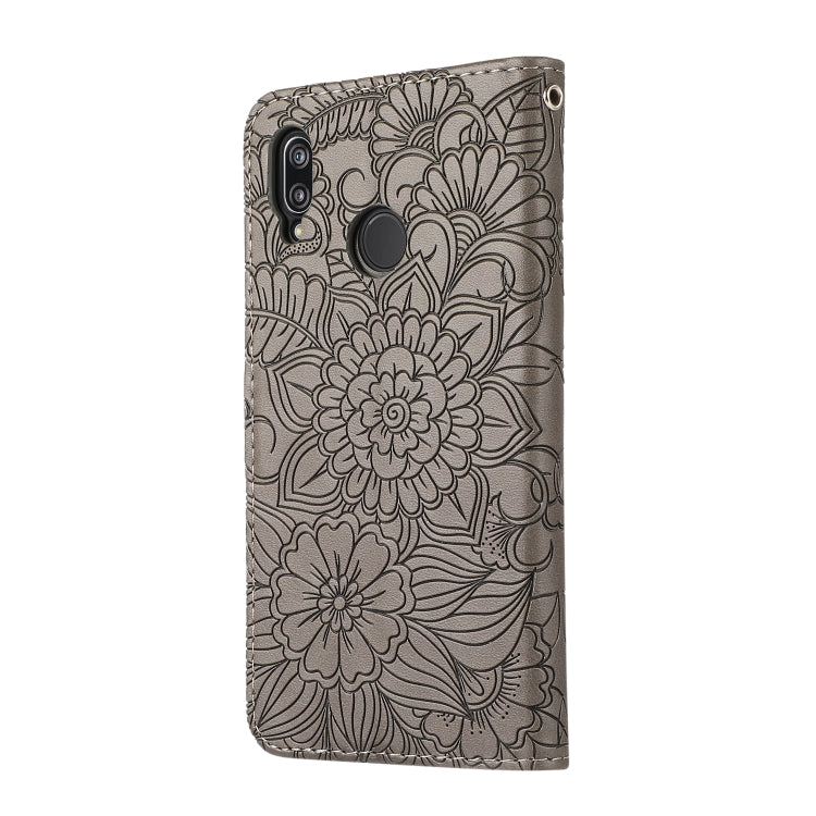 For Huawei P20 lite Skin Feel Embossed Sunflower Horizontal Flip Leather Case with Holder & Card Slots & Wallet & Lanyard