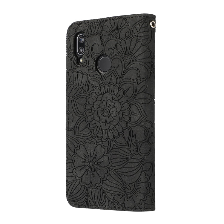 For Huawei P20 lite Skin Feel Embossed Sunflower Horizontal Flip Leather Case with Holder & Card Slots & Wallet & Lanyard