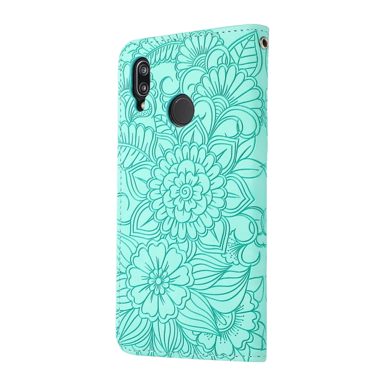 For Huawei P20 lite Skin Feel Embossed Sunflower Horizontal Flip Leather Case with Holder & Card Slots & Wallet & Lanyard