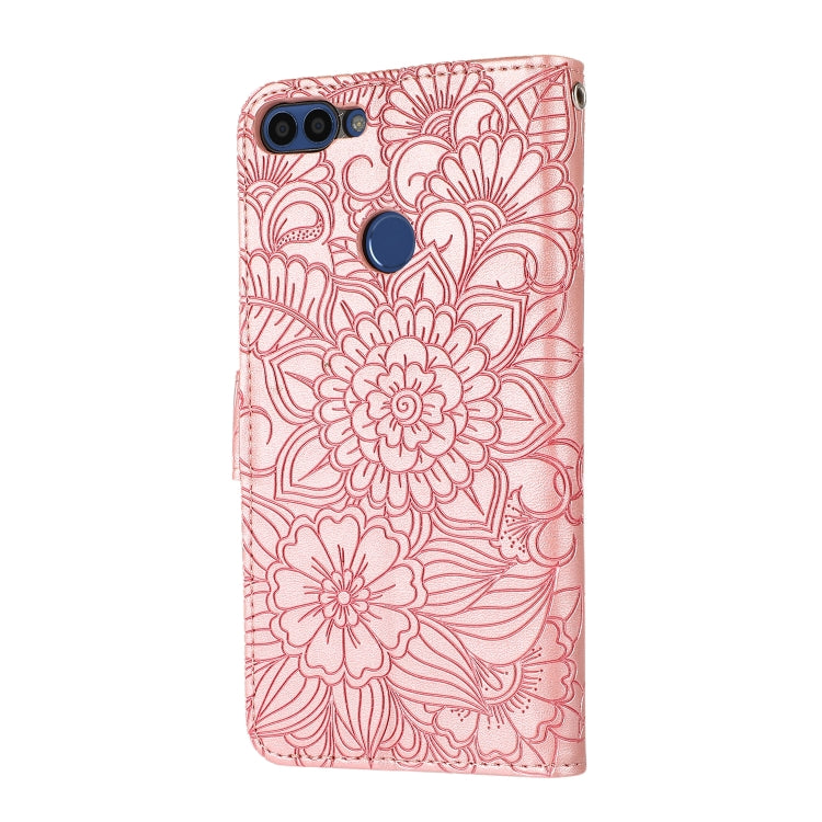 For Honor 7S Skin Feel Embossed Sunflower Horizontal Flip Leather Case with Holder & Card Slots & Wallet & Lanyard
