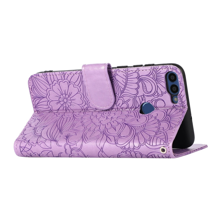 For Honor 7S Skin Feel Embossed Sunflower Horizontal Flip Leather Case with Holder & Card Slots & Wallet & Lanyard