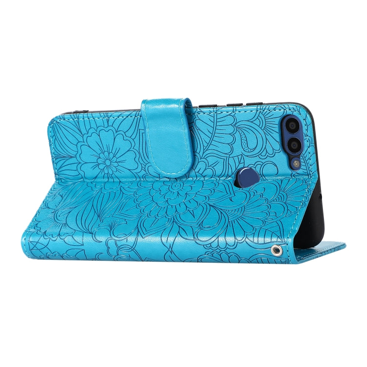 For Honor 7S Skin Feel Embossed Sunflower Horizontal Flip Leather Case with Holder & Card Slots & Wallet & Lanyard
