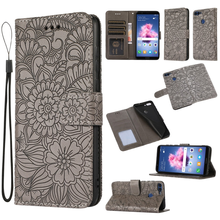 For Honor 7S Skin Feel Embossed Sunflower Horizontal Flip Leather Case with Holder & Card Slots & Wallet & Lanyard