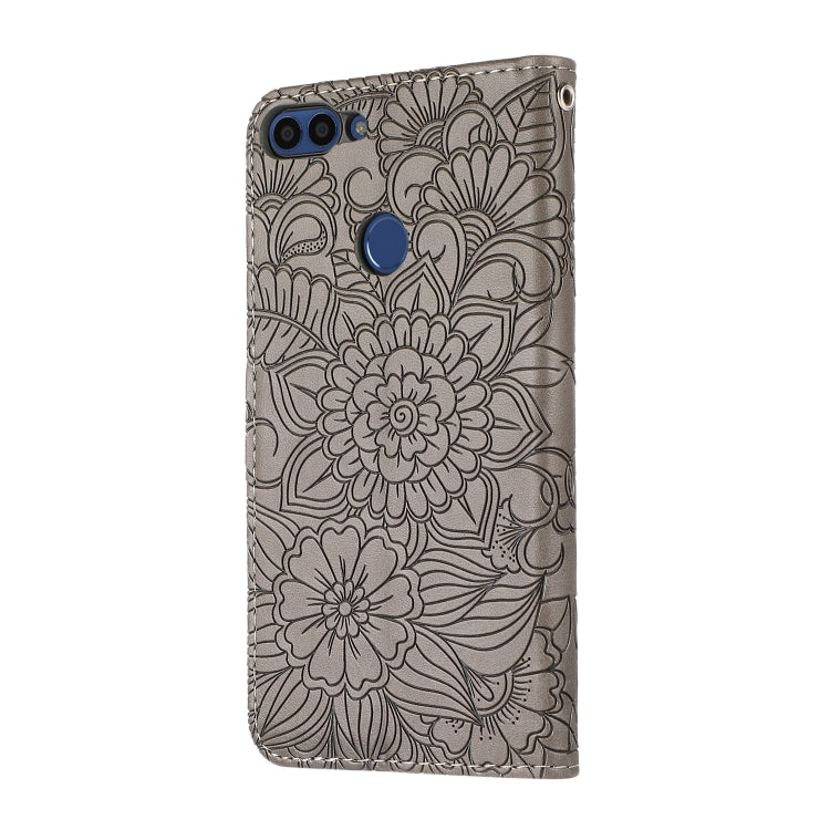For Honor 7S Skin Feel Embossed Sunflower Horizontal Flip Leather Case with Holder & Card Slots & Wallet & Lanyard