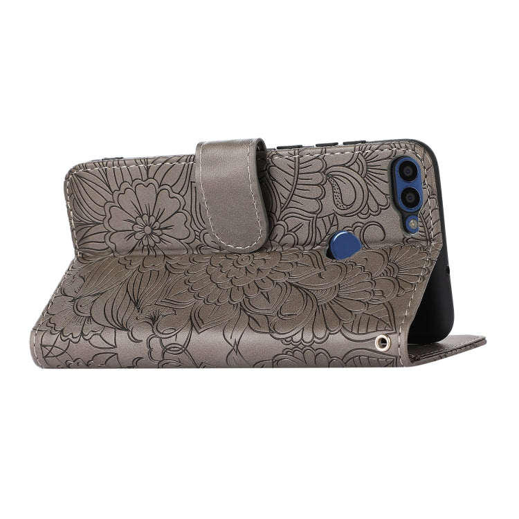 For Honor 7S Skin Feel Embossed Sunflower Horizontal Flip Leather Case with Holder & Card Slots & Wallet & Lanyard