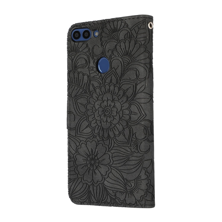 For Honor 7S Skin Feel Embossed Sunflower Horizontal Flip Leather Case with Holder & Card Slots & Wallet & Lanyard