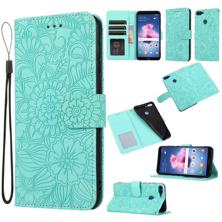 For Honor 7S Skin Feel Embossed Sunflower Horizontal Flip Leather Case with Holder & Card Slots & Wallet & Lanyard
