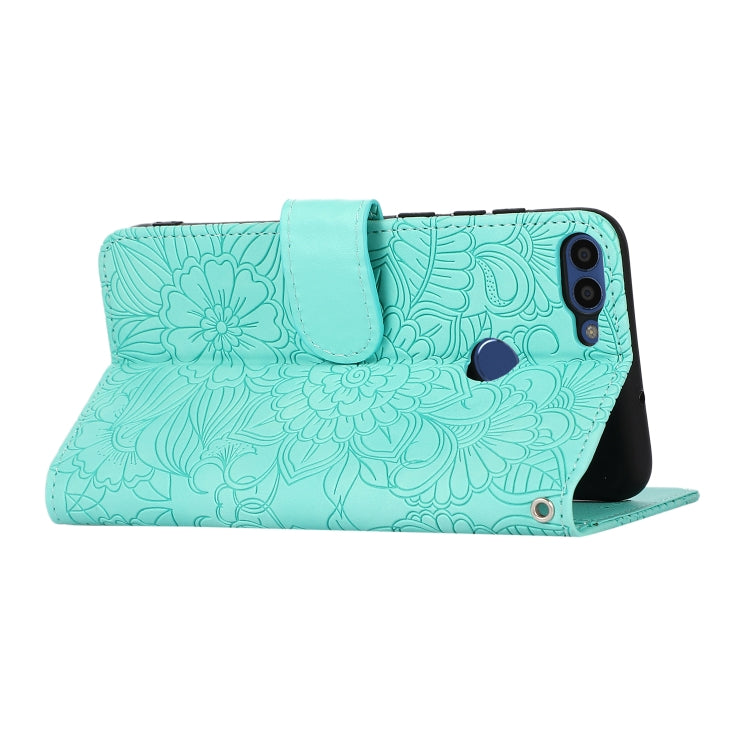 For Honor 7S Skin Feel Embossed Sunflower Horizontal Flip Leather Case with Holder & Card Slots & Wallet & Lanyard