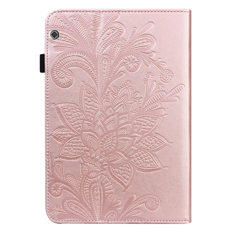 For Huawei MediaPad T5 Lace Flower Embossing Pattern Horizontal Flip Leather Case with Holder & Card Slots & Wallet & Photo Frame