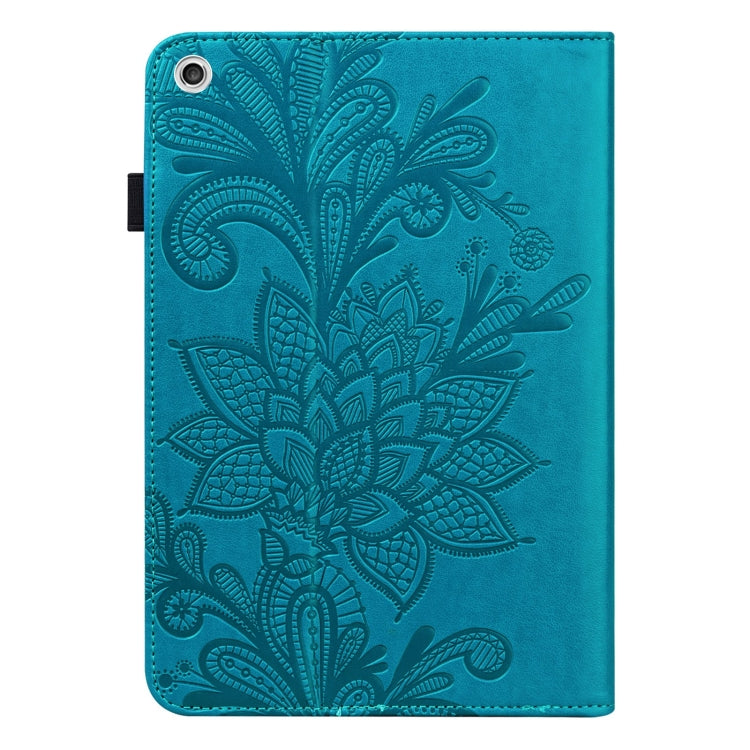 For Lenovo M10 FHD REL Lace Flower Embossing Pattern Horizontal Flip Leather Case with Holder & Card Slots & Wallet & Photo Frame