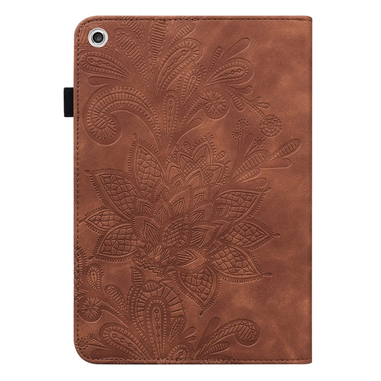 For Lenovo M10 FHD REL Lace Flower Embossing Pattern Horizontal Flip Leather Case with Holder & Card Slots & Wallet & Photo Frame