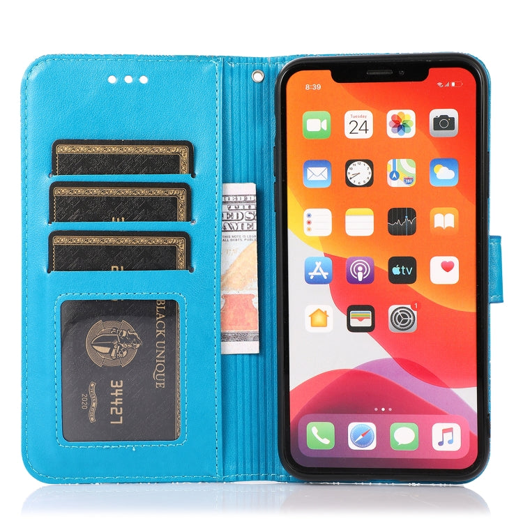 For iPhone 12 Pro Skin Feel Embossed Sunflower Horizontal Flip Leather Case with Holder & Card Slots & Wallet & Lanyard