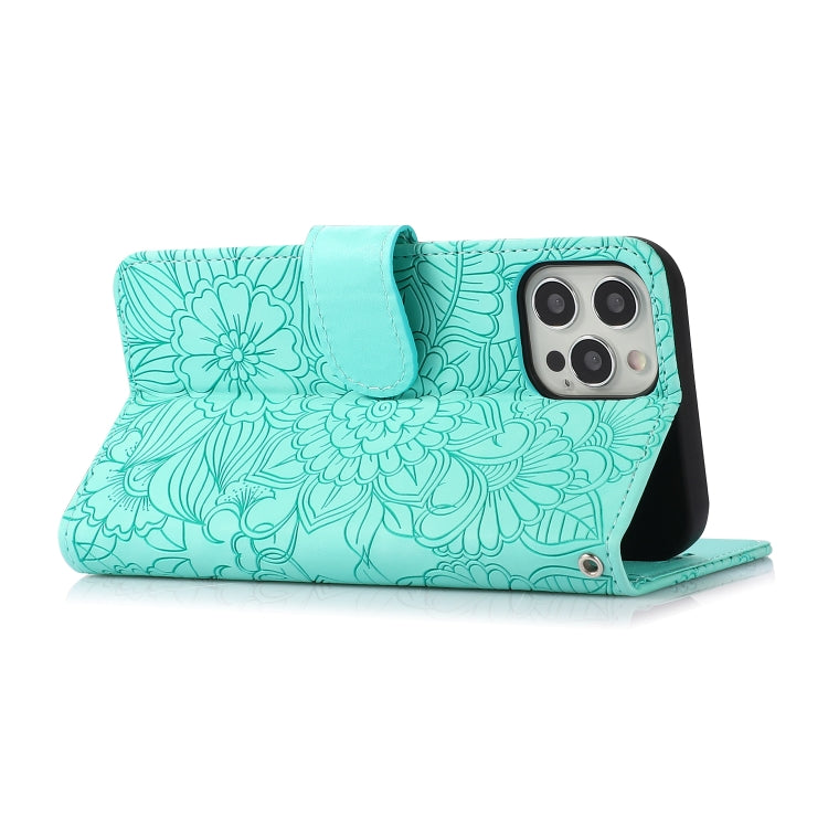 For iPhone 12 Pro Skin Feel Embossed Sunflower Horizontal Flip Leather Case with Holder & Card Slots & Wallet & Lanyard