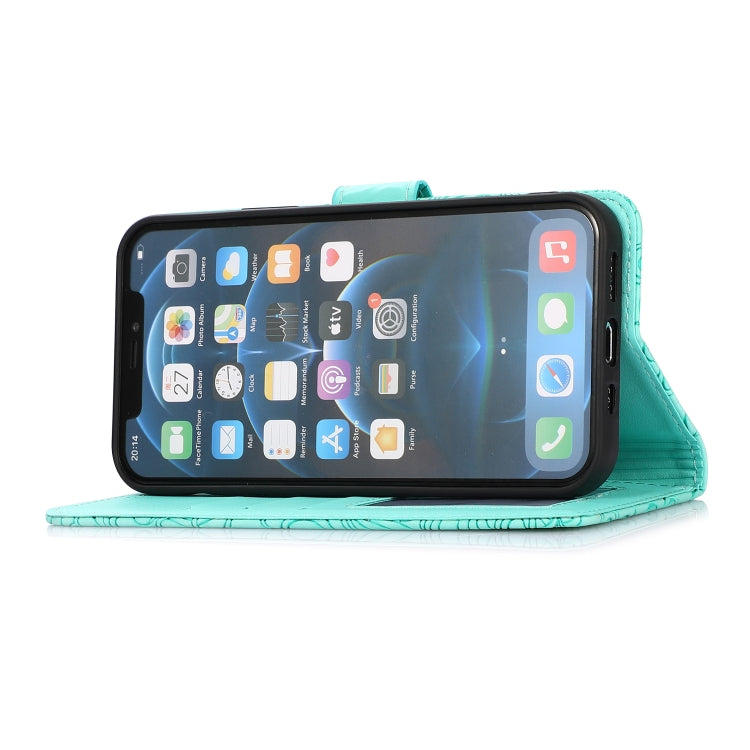 For iPhone 12 Pro Skin Feel Embossed Sunflower Horizontal Flip Leather Case with Holder & Card Slots & Wallet & Lanyard
