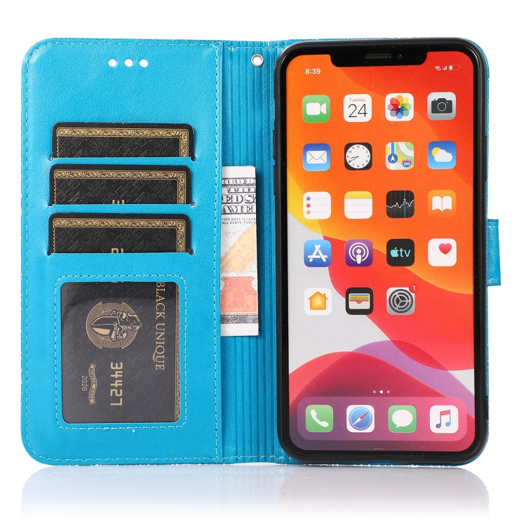 For iPhone 11 Pro Max Skin Feel Embossed Sunflower Horizontal Flip Leather Case with Holder & Card Slots & Wallet & Lanyard