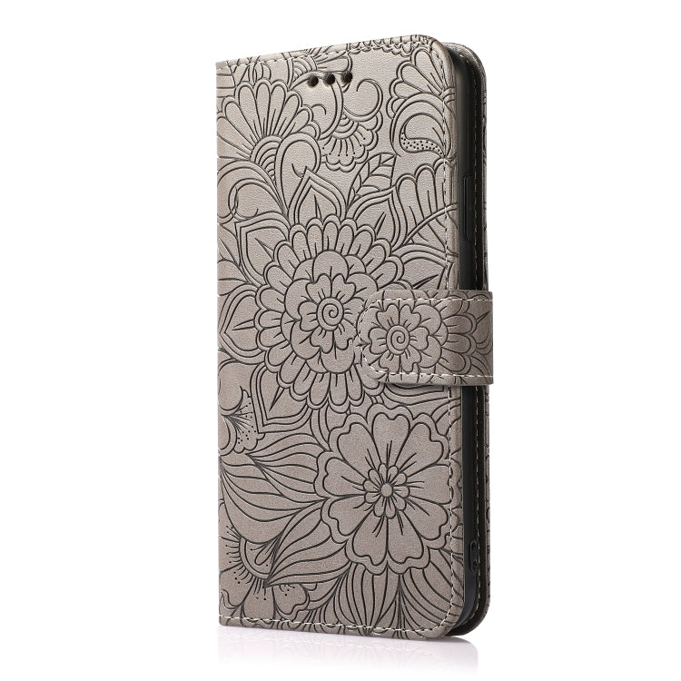 For iPhone 11 Pro Max Skin Feel Embossed Sunflower Horizontal Flip Leather Case with Holder & Card Slots & Wallet & Lanyard