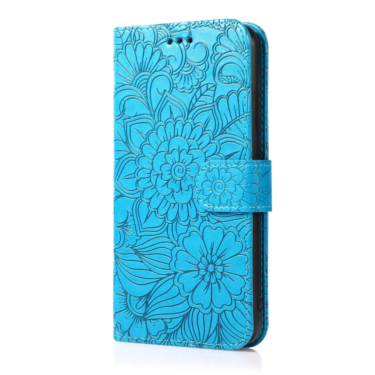 For iPhone 11 Pro Skin Feel Embossed Sunflower Horizontal Flip Leather Case with Holder & Card Slots & Wallet & Lanyard
