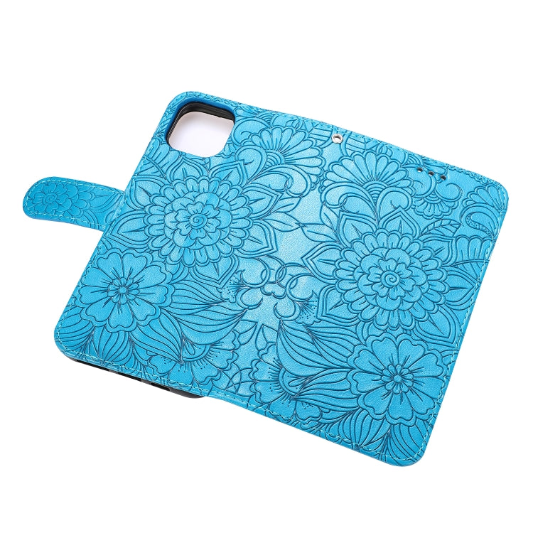 For iPhone 11 Pro Skin Feel Embossed Sunflower Horizontal Flip Leather Case with Holder & Card Slots & Wallet & Lanyard
