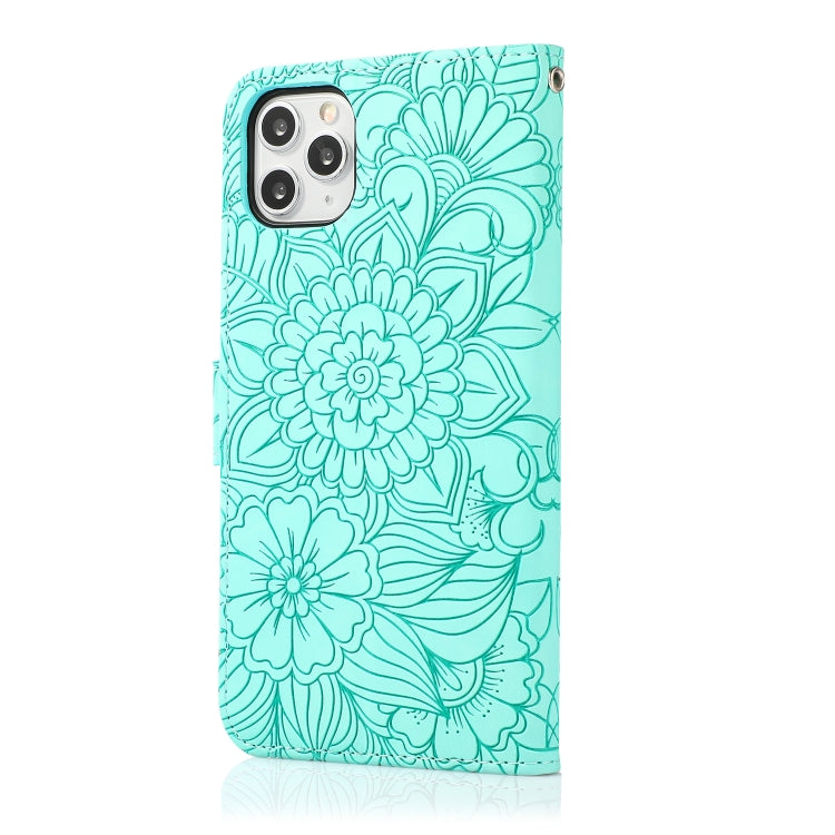For iPhone 11 Pro Skin Feel Embossed Sunflower Horizontal Flip Leather Case with Holder & Card Slots & Wallet & Lanyard