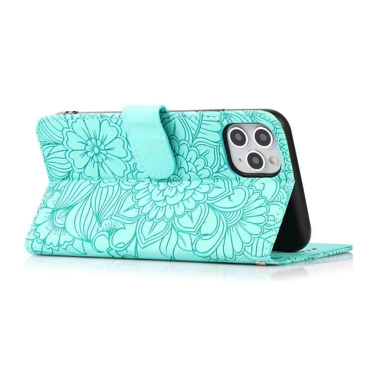 For iPhone 11 Pro Skin Feel Embossed Sunflower Horizontal Flip Leather Case with Holder & Card Slots & Wallet & Lanyard