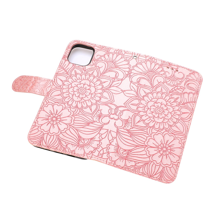 For iPhone 11 Pro Skin Feel Embossed Sunflower Horizontal Flip Leather Case with Holder & Card Slots & Wallet & Lanyard