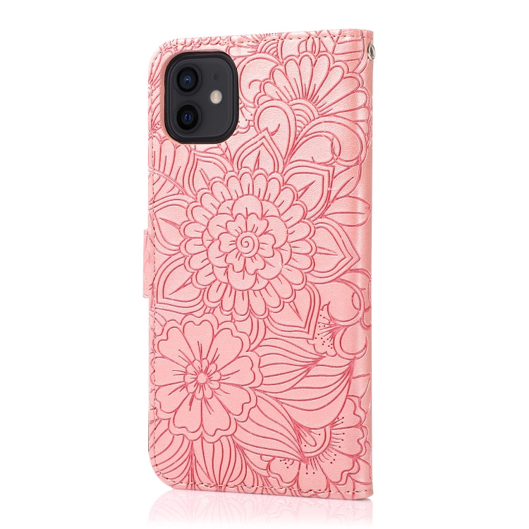 For iPhone 11 Skin Feel Embossed Sunflower Horizontal Flip Leather Case with Holder & Card Slots & Wallet & Lanyard