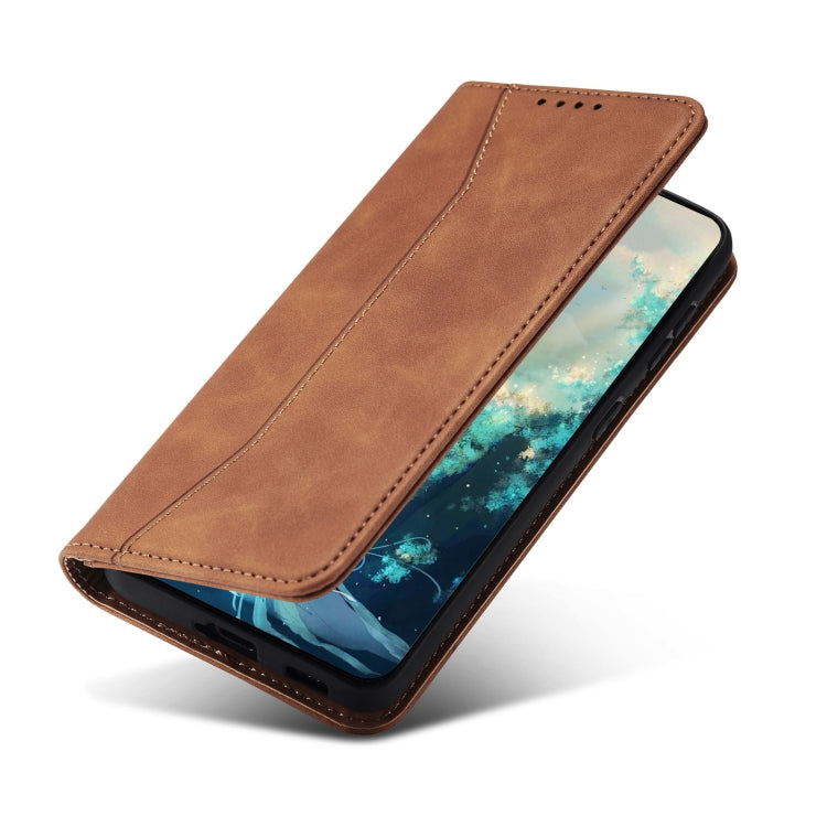For Samsung Galaxy A12 5G Skin-feel Calfskin Texture Magnetic Dual-Fold Horizontal Flip Leather Case with Holder & Card Slots & Wallet