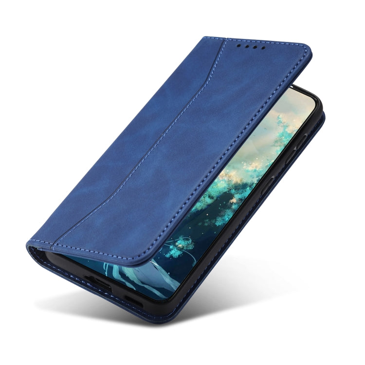For Samsung Galaxy A42 5G Skin-feel Calfskin Texture Magnetic Dual-Fold Horizontal Flip Leather Case with Holder & Card Slots & Wallet
