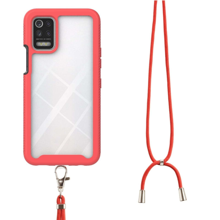 For LG K42 / K52 / Q52 / K62/ Q62 Starry Sky Solid Color Series Shockproof PC + TPU Protective Case with Neck Strap