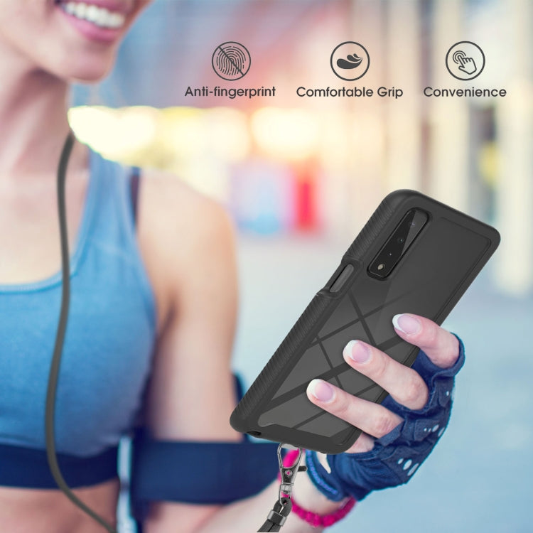 For LG Stylo 7 5G Starry Sky Solid Color Series Shockproof PC + TPU Protective Case with Neck Strap