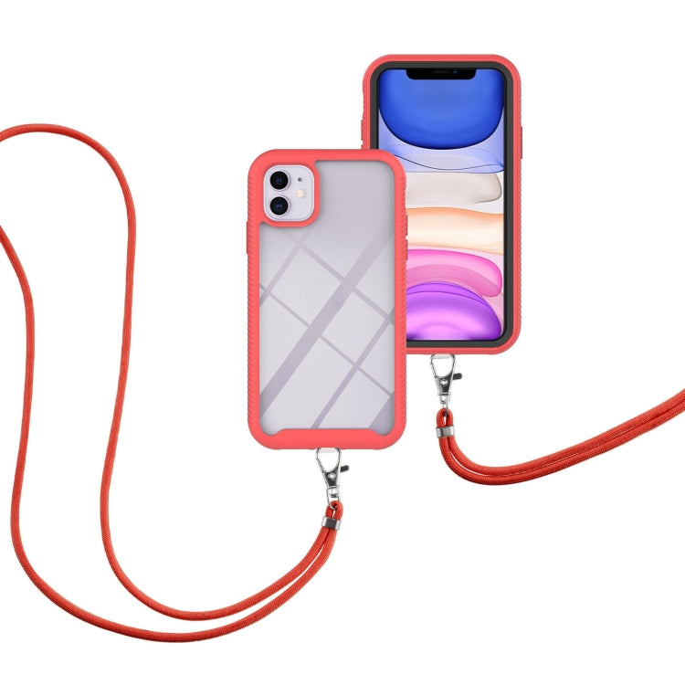 For iPhone 11 Starry Sky Solid Color Series Shockproof PC + TPU Protective Case with Neck Strap