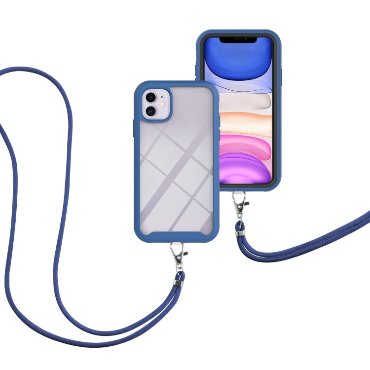 For iPhone 11 Starry Sky Solid Color Series Shockproof PC + TPU Protective Case with Neck Strap