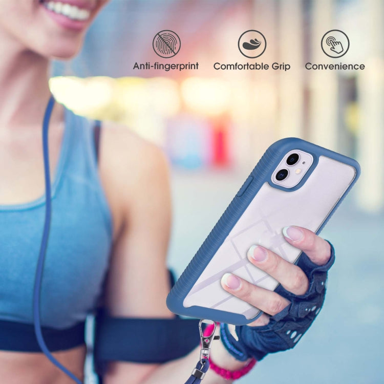 For iPhone 11 Starry Sky Solid Color Series Shockproof PC + TPU Protective Case with Neck Strap