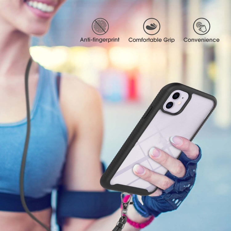 For iPhone 11 Starry Sky Solid Color Series Shockproof PC + TPU Protective Case with Neck Strap