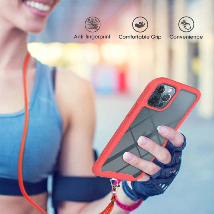 For iPhone 11 Pro Starry Sky Solid Color Series Shockproof PC + TPU Protective Case with Neck Strap
