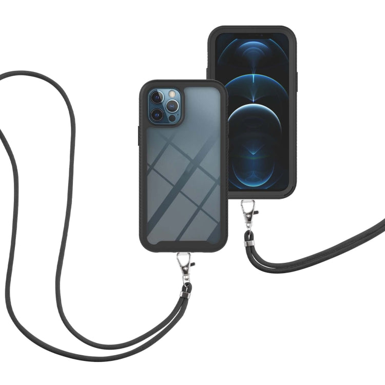 For iPhone 11 Pro Starry Sky Solid Color Series Shockproof PC + TPU Protective Case with Neck Strap