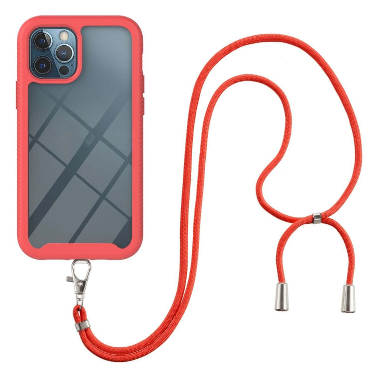 For iPhone 12 / 12 Pro Starry Sky Solid Color Series Shockproof PC + TPU Protective Case with Neck Strap