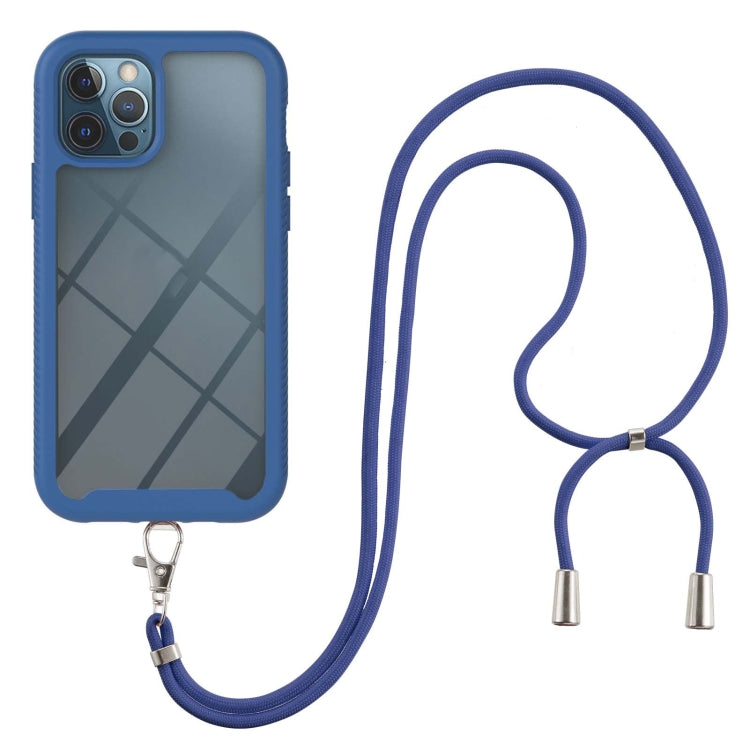 For iPhone 12 / 12 Pro Starry Sky Solid Color Series Shockproof PC + TPU Protective Case with Neck Strap