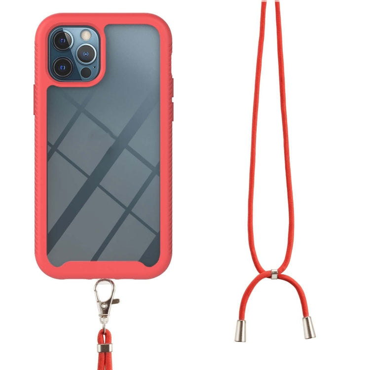 For iPhone 12 Pro Max Starry Sky Solid Color Series Shockproof PC + TPU Protective Case with Neck Strap