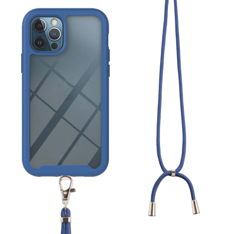 For iPhone 12 Pro Max Starry Sky Solid Color Series Shockproof PC + TPU Protective Case with Neck Strap
