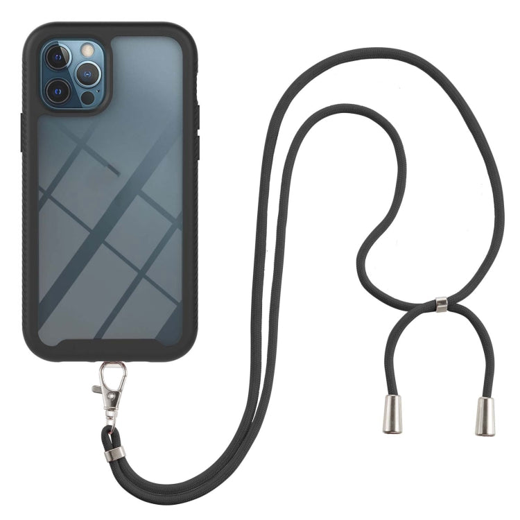For iPhone 12 Pro Max Starry Sky Solid Color Series Shockproof PC + TPU Protective Case with Neck Strap