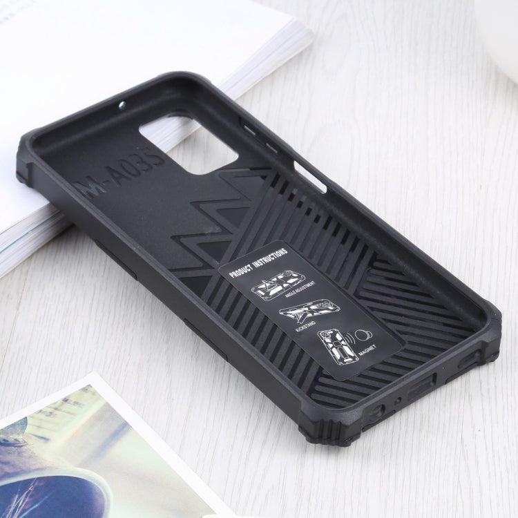 For Samsung Galaxy A03s 166.6mm Shockproof TPU + PC Magnetic Protective Case with Holder
