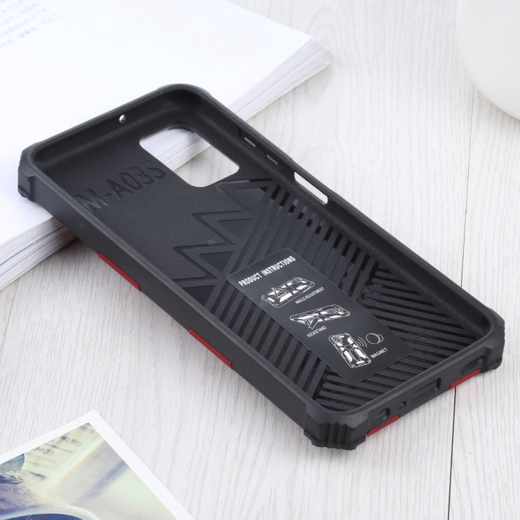 For Samsung Galaxy A03s 166.6mm Shockproof TPU + PC Magnetic Protective Case with Holder