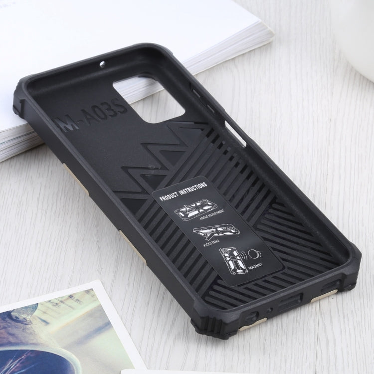 For Samsung Galaxy A03s 166.6mm Shockproof TPU + PC Magnetic Protective Case with Holder