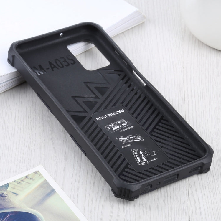 For Samsung Galaxy A03s 166.6mm Shockproof TPU + PC Magnetic Protective Case with Holder