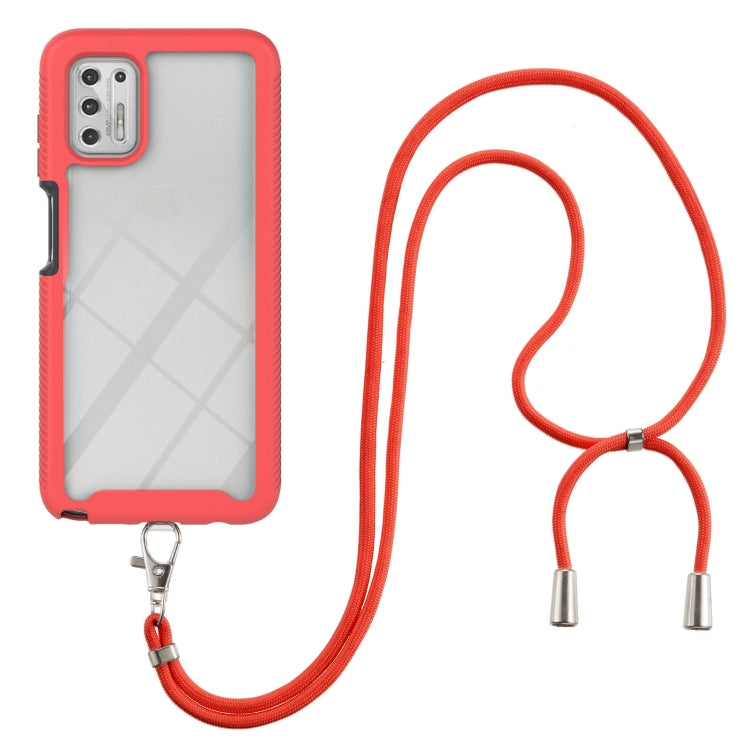 For Motorola Moto G Stylus 2021 Starry Sky Solid Color Series Shockproof PC + TPU Protective Case with Neck Strap