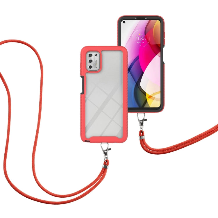 For Motorola Moto G Stylus 2021 Starry Sky Solid Color Series Shockproof PC + TPU Protective Case with Neck Strap
